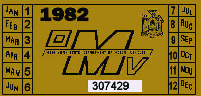 (image for) 1982 New York REGISTRATION sticker